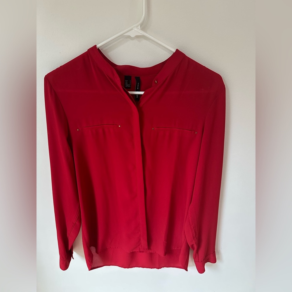 Mango Red Button Down Blouse - image 1